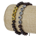 Brățară cu nume copil din chihlimbar negru & ochi de deochi - Stare de bine și Protecție