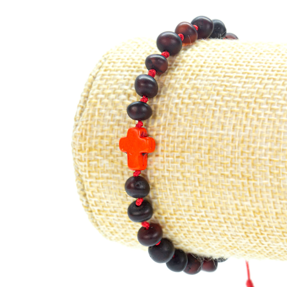 Bratara chihlimbar bebelusi rosie cu cruciulita 