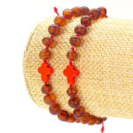 set bratari familie chihlimbar maro coniac snur rosu cruciulita