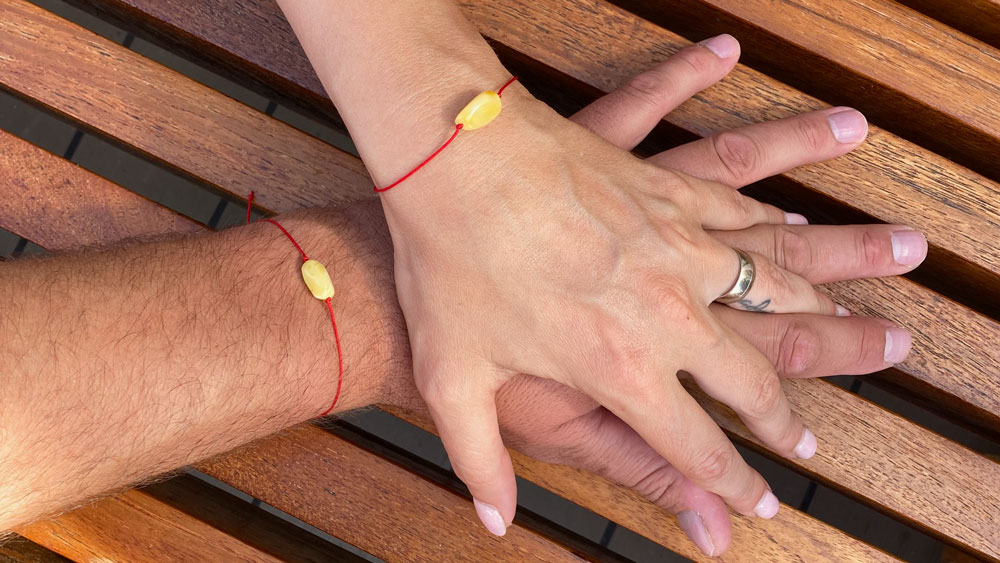 set bratari cuplu ea si el din chihlimbar