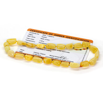 colier chihlimbar bebelusi margele ovale culoare unt