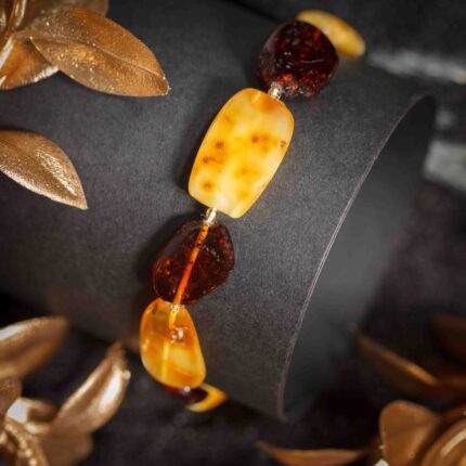 bratara unicat din chihlimbar baltic unt coniac