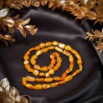 Colier, margele, chihlimbar natural, culoare caramel, pietre ovale neregulate, CCAB009