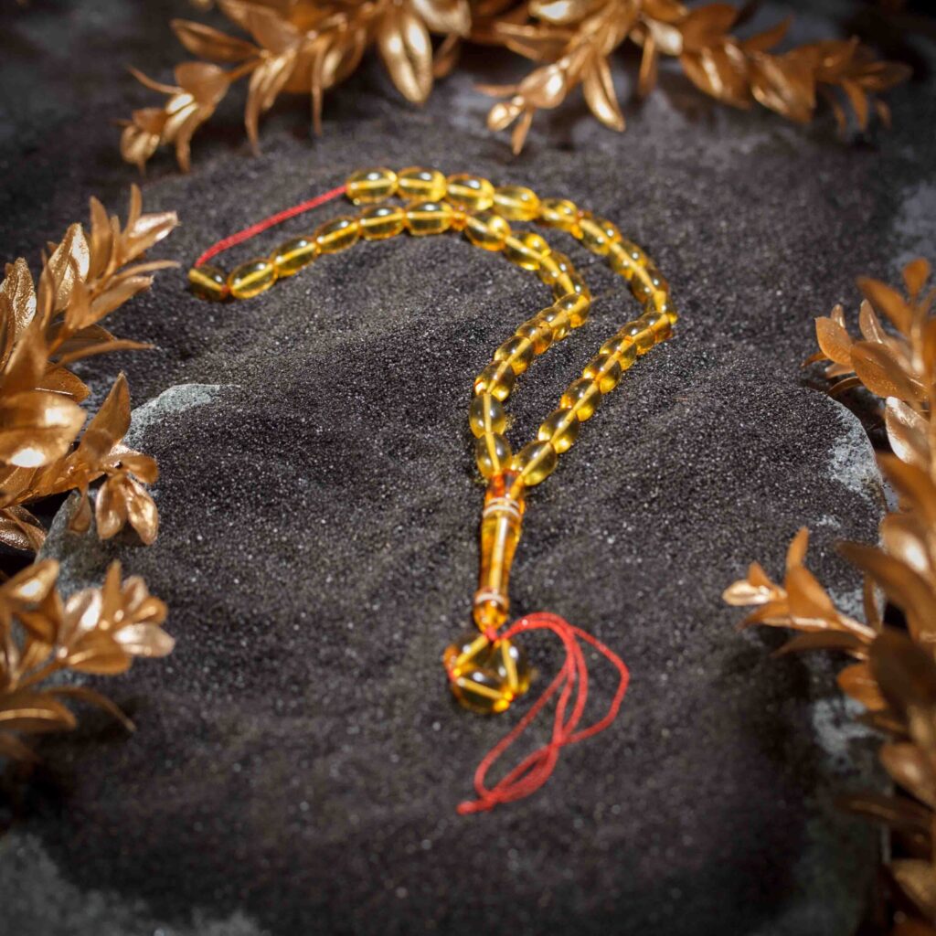 Matanii ortodoxe din chihlimbar galben, 33 boabe