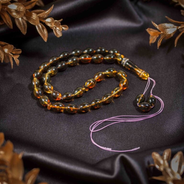 Matanii grecesti din chihlimbar verde cu 33 de boabe