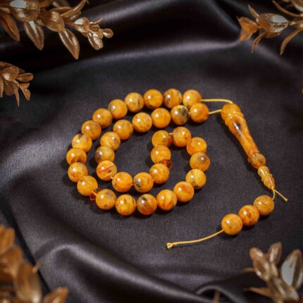 Unicat, margele rugaciune sau rostire afirmatii din chihlimbar baltic culoare antiq, m013