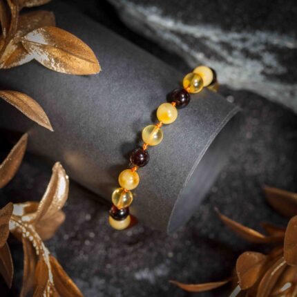 Bratara chihlimbar,margele rotunde multicolore, V010