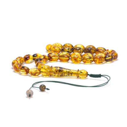 M-004 Metanii / matanii din chihlimbar baltic verde cu 33 boabe