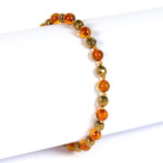 Bratara chihlimbar baro nuanta coniac combinat cu pietre de hematit argintiu