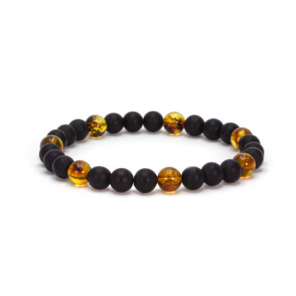 bratara chihlimbar si onix negru pentru barbati