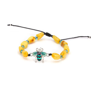 BD001 | Brățară chihlimbar & charm albinuță