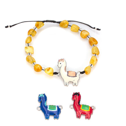 Bratara din chihlimbar natural decorat cu charm alpaca