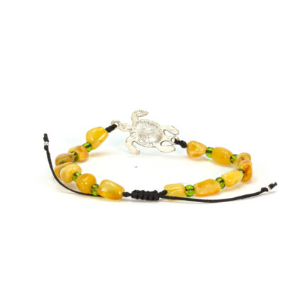 bratara reglabila din chihlimbar cu charm broasca testoasa