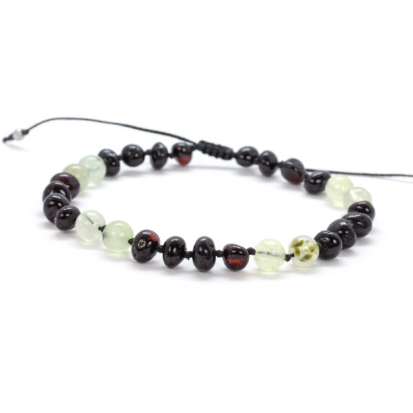 bratara chihlimbar negru & prehnit